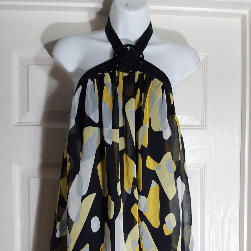 Xoxo small summer halter dress yellow black